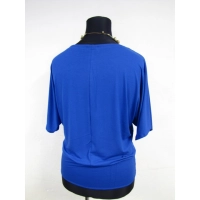 Bluzka Marika kimono z dekoltem i marszczeniem - chabrowa